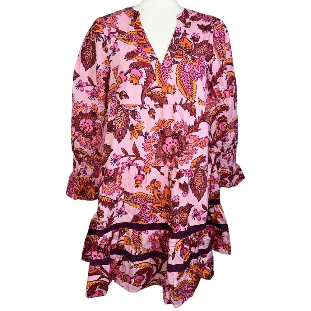 NWT Tuckernuck Beach Sunset Chintz Kenzo Coverup Pink Red Floral Mini Dress Sz S